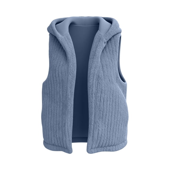 Puntoco Women's Striped Fleece Hoodie Warm Fleece Jacket Loose and Fleece Blue L