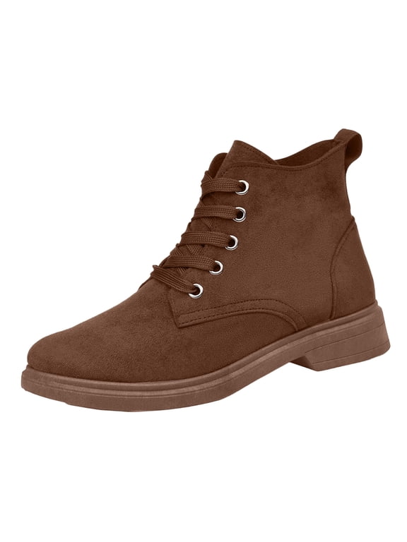 Women's Suede Desert Combat Ankle Boots, Retro Soft Upper Casual Fashion Short Booties for Fall Autumn Daily Wear Coffee