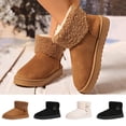 thumbnail image 1 of Puntoco Women's Suede Short Snow Boots, Lined Warm Winter Booties, Turn‑Down Fur Cuff Buckle Decor Non‑Slip Platform Thick Sole Comfort Boots White, 1 of 9