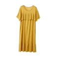 thumbnail image 1 of Puntoco Women's Tiered Ruffle Modal Nightgown, Crew Neck Short Sleeve Loose Midi Loungewear Dress, 1 of 9