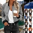 thumbnail image 1 of Puntoco Women's Water Resistant Zip Up Bomber Jacket, Lightweight Cropped Outdoor Windbreaker with Pockets, 1 of 8