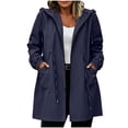 thumbnail image 1 of Puntoco Women's Waterproof Hooded Rain Jacket, Windproof Drawstring Waist Outdoor Coat Casual Lightweight Outdoor Raincoat for Women Black XXXXL, 1 of 7