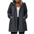 thumbnail image 1 of Puntoco Women's Waterproof Hooded Rain Jacket, Windproof Drawstring Waist Outdoor Coat Casual Lightweight Outdoor Raincoat for Women Dark Gray L, 1 of 7