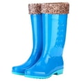 thumbnail image 1 of Puntoco Women’s Waterproof Non-Slip Knee-High 1.2" Heel Rain Boots Blue, Sizes 6-10, 1 of 3