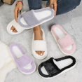 thumbnail image 1 of Puntoco Women's Wide Strap Shaggy Fuzzy Open Toe Slides, Cloud Thick Platform Non Slip Warm Indoor Outdoor Winter Slippers, 1 of 9