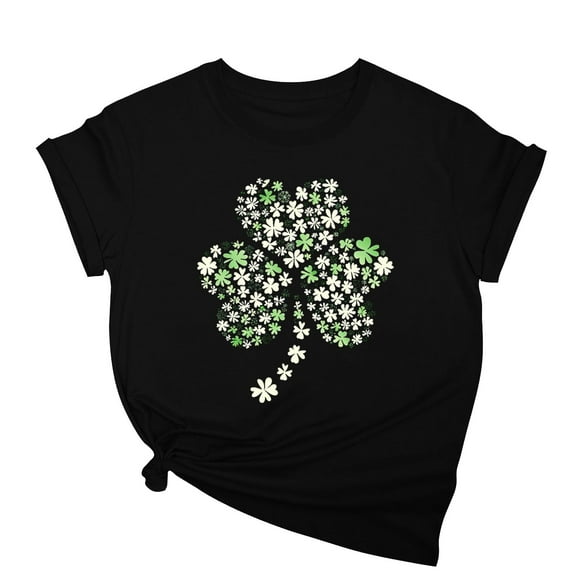 Puntoco Women tops for Summer Shirts for Women St Patricks Day Casual Graphic Tshirts Cute Lucky Tee Irish Black 6(M)
