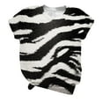 thumbnail image 1 of Puntoco Women tops for Summer 2025 Clearance Women's Casual Zebra Print Short Sleeve T Shirt Tee Tops White 20(XXXXL), 1 of 5