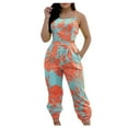 thumbnail image 1 of Puntoco Womens Clearance Jumpsuits Overalls with Suspenders and Printing Casual Jumpsuit Sky Blue, 1 of 9