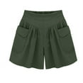 thumbnail image 1 of Puntoco Womens Clearance Pants Plus Size Solid Loose Hot Pants Pockets Lady Summer Casual Shorts Green, 1 of 2