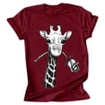 thumbnail image 1 of Puntoco Womens Clearance Plus Size Tops Short Sleeve 3D Animal Printed Tops Tee T-Shirt Blouse Wine, 1 of 5