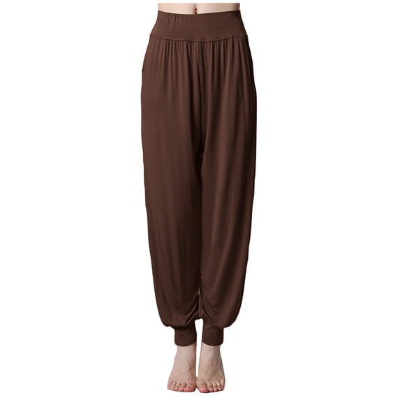 Puntoco Womens High Waist Sweatpants Cotton Lounge Athletic Workout Joggers Pants with Pockets Brown 10(XL)