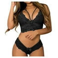 thumbnail image 1 of Puntoco Womens Lingerie Plus Size Clearance Lingerie Corset Lace Floral Bralette Bra Two Piece Underwear Black XXXL(XXXL), 1 of 6