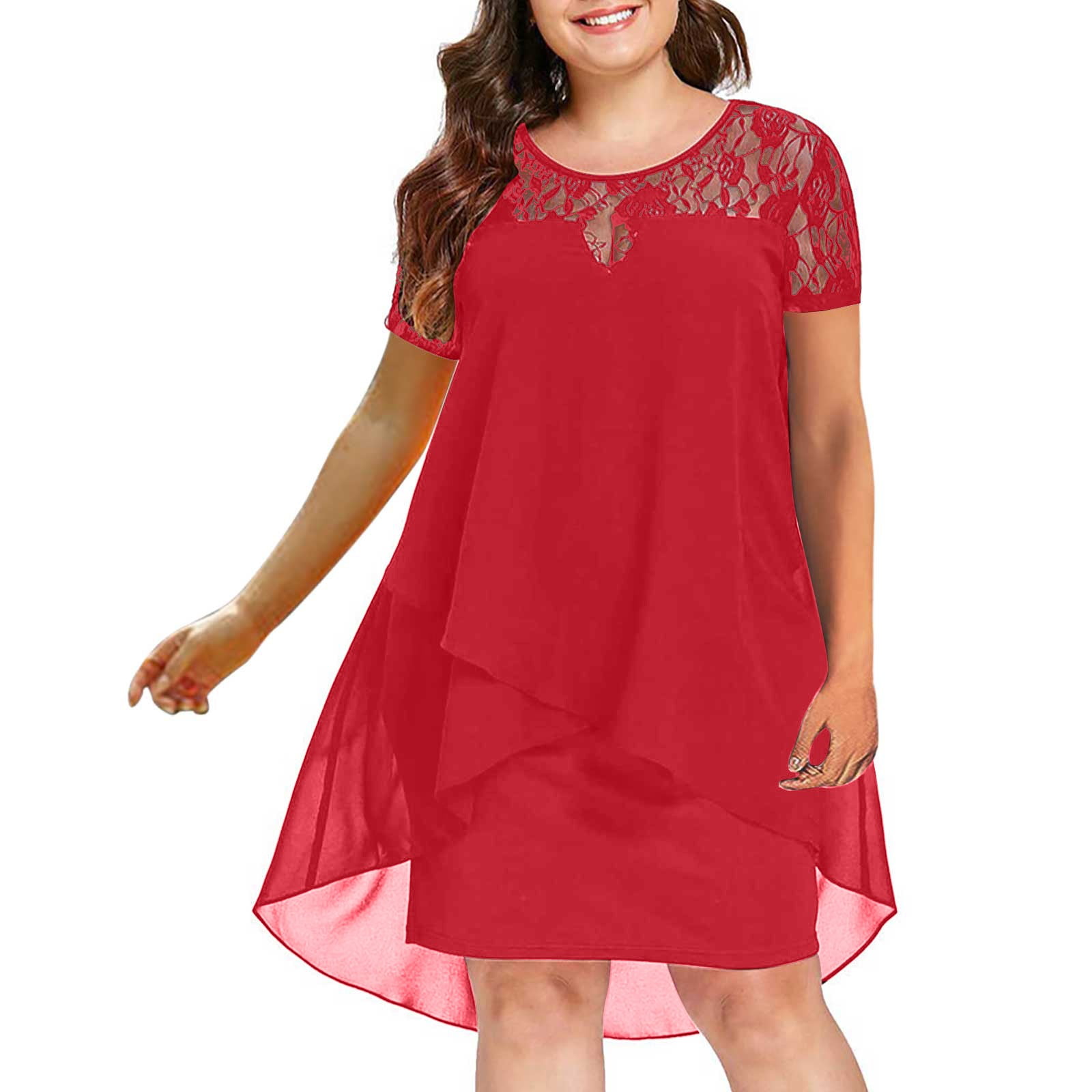 Puntoco Womens Plus Size Dress Clearance,Summer Women Casual Plus Size