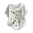 thumbnail image 1 of Puntoco Womens Plus Size Tops,Plus Size Short Sleeve Print Buttons Cotton Linen Tops, 1 of 3