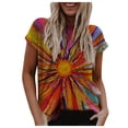 thumbnail image 1 of Puntoco Womens Plus Size Tops,Plus Size Short Sleeve Printed V-Neck Tops Tee T-Shirt Blouse, 1 of 5