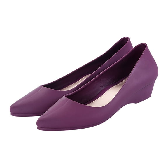 Puntoco Womens Pointed Toe Flats Washable Flats Slip On Ballet Shoes Women Comfort office Low Wedge Purple 7.5(38)