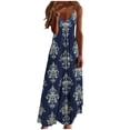 thumbnail image 1 of Puntoco Womens Printed Strappy V Neck Sleeveless Flowy Pockets Loose Long Maxi Beach Dress Sundress Multicolor-R L(L), 1 of 5