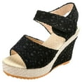 thumbnail image 1 of Puntoco Womens Sandals Clearance,Womens Wedge Platform Slingback Open Toe Summer Comfy High Heel Beach Sandals Black 7.5(39), 1 of 7