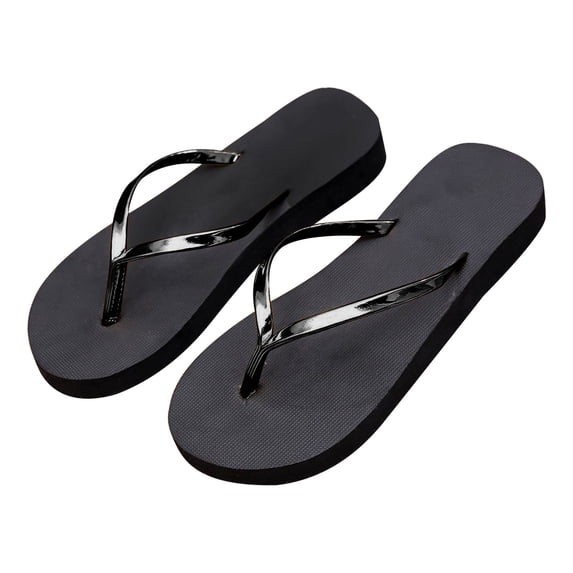 Puntoco Womens Slim Leather Comfortable Flip Flops Summer Beach Thong Sandals Arch Support Non Slip Black 7(39)