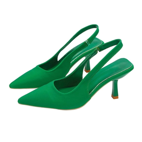 Puntoco Womens Slingback Kitten Heels Closed Pointed Toe Wedding Party Dress Pumps Shoes Green 6.5(38)