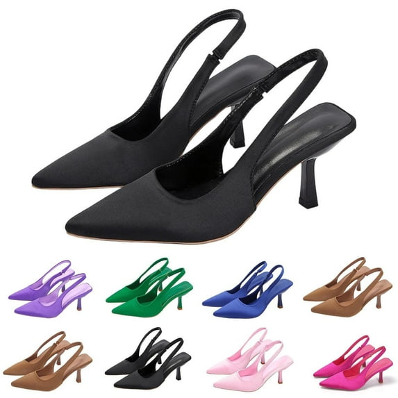 Puntoco Womens Slingback Kitten Heels Closed Pointed Toe Wedding Party Dress Pumps Shoes Purple 9.5(43)