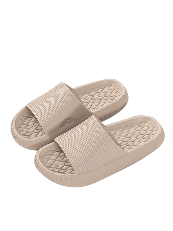 Womens Slipper Memory Foam Comfy Rubber Sole House Bedroom Slipper Slides Khaki 7.5(40)