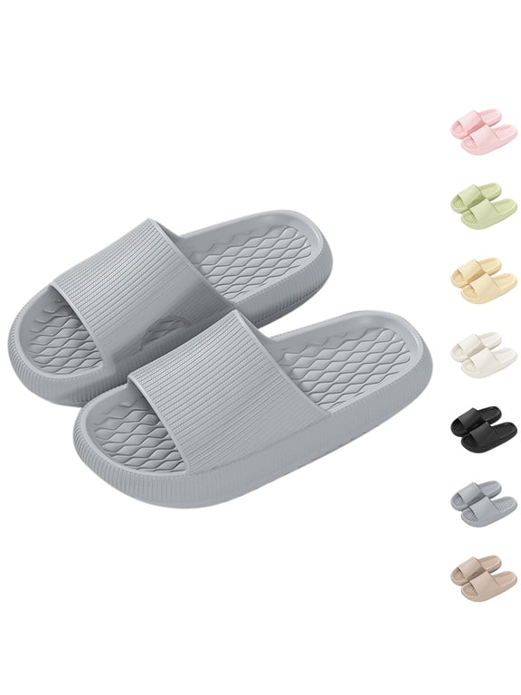Womens Slipper Memory Foam Comfy Rubber Sole House Bedroom Slipper Slides White 7.5(40)