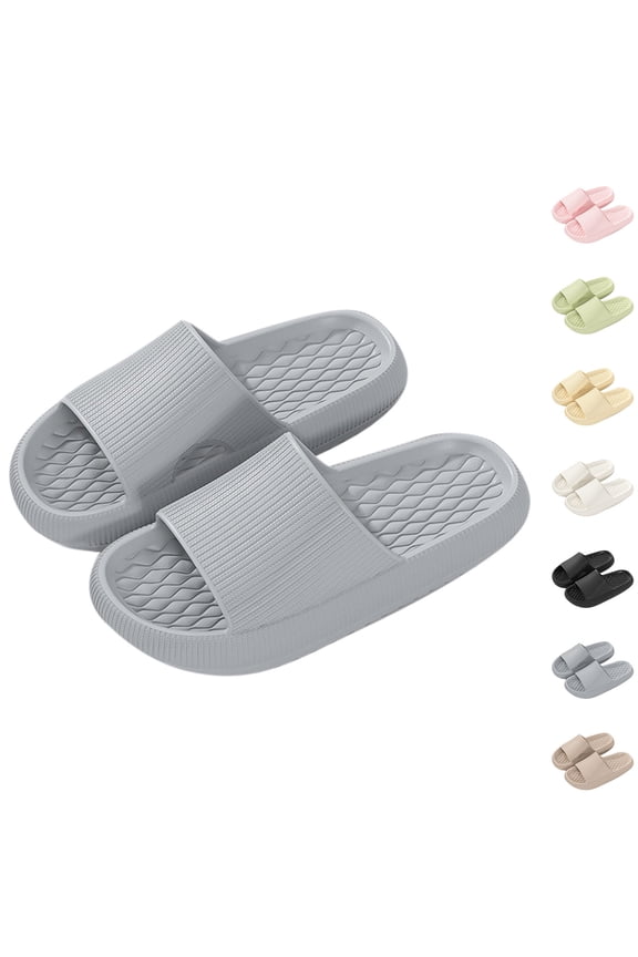 Womens Slipper Memory Foam Comfy Rubber Sole House Bedroom Slipper Slides White 7.5(40)