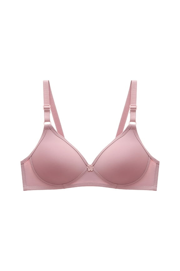 Womens Sports Bra T-Shirt Bra Wirefree Bra Women's Bra Soild Wire Free Underwear One-Piece Bra Everyday Small Cup Underwear Pink 4(S)