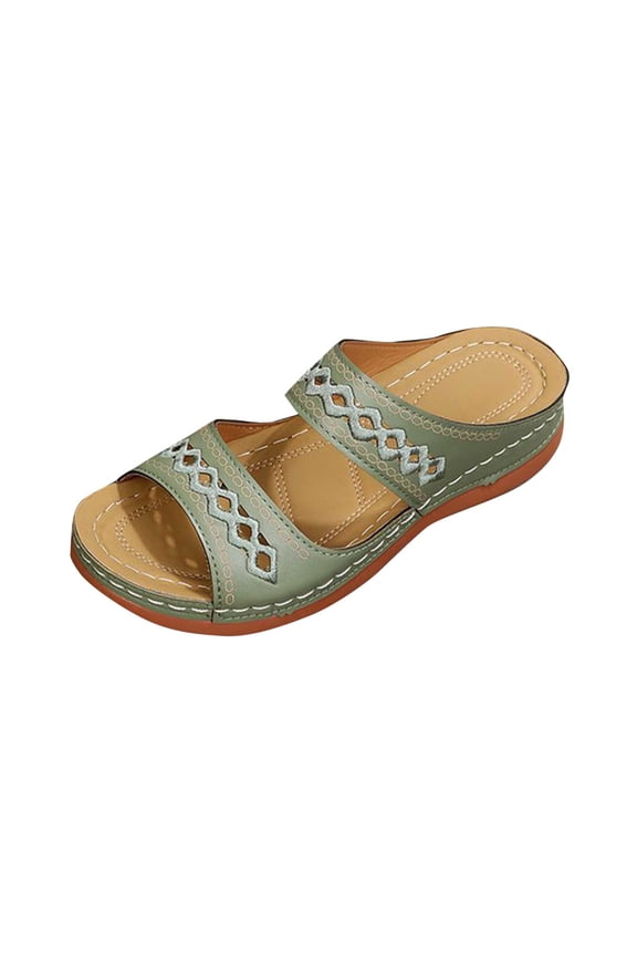 Womens Wedge Sandals, Platform Sandal Dressy Summer Slides Comfortable Walking Shoes, Soft Casual Orthopedic Sandals Shoes for Women Green 8.5(40)