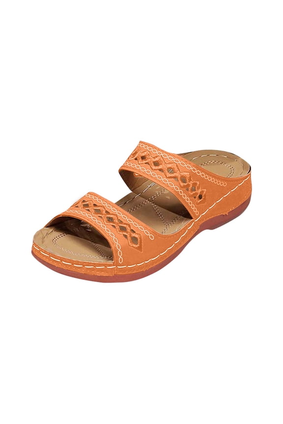 Womens Wedge Sandals, Platform Sandal Dressy Summer Slides Comfortable Walking Shoes, Soft Casual Orthopedic Sandals Shoes for Women Orange 8.5(40)