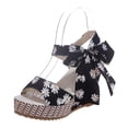 thumbnail image 1 of Puntoco Womens sandals clearance, Bohemian Waterproof Taiyu Mouth Thick Bottom Flower Lace Wedge Sandals, 1 of 8