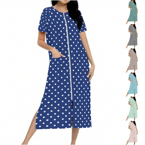 Puntoco Zip Up Robe for Women Long Housecoat Waffle Knit Bathrobes Cozy Full Length Nightgown with Pockets Mint Green XL(XL)