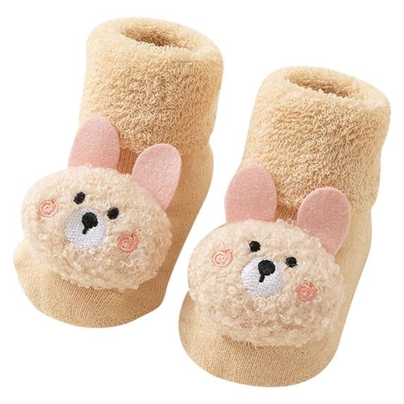 Puntoco kids Non‑Slip Floor Socks, 3D Cartoon Animal Decor Mid‑Calf Socks, Warm Sole Toddler Grip Socks for kids