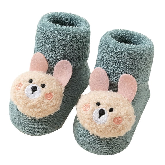 Puntoco kids Non‑Slip Floor Socks, 3D Cartoon Animal Decor Mid‑Calf Socks, Warm Sole Toddler Grip Socks for kids