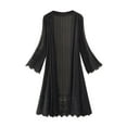 thumbnail image 1 of Puntoco summer tops with short sleeves Women Print Casual Beach Cardigan Blouse Shawl Loose Top Outwear Black 12(XXL), 1 of 5