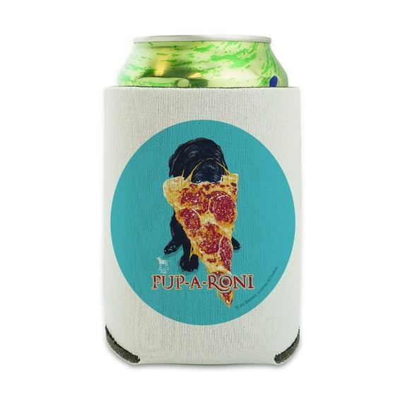 Pup-A-Roni Pepperoni Pizza Puppy Dog Humor Funny Can Cooler - Drink Sleeve Hugger Collapsible Insulator - Beverage Insulated Holder