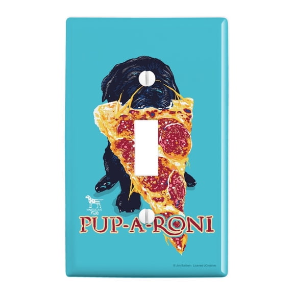 Pup-A-Roni Pepperoni Pizza Puppy Dog Humor Funny Plastic Wall Decor Toggle Light Switch Plate Cover