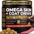 thumbnail image 1 of Pup Choice Omega 3 & 6 Skin & Coat Chews for Dogs with Wild Salmon Oil, Biotin & Zinc – Supports Healthy Skin, Shiny Coat & Shedding, Salmon Flavor, 140 Count, 1 of 11