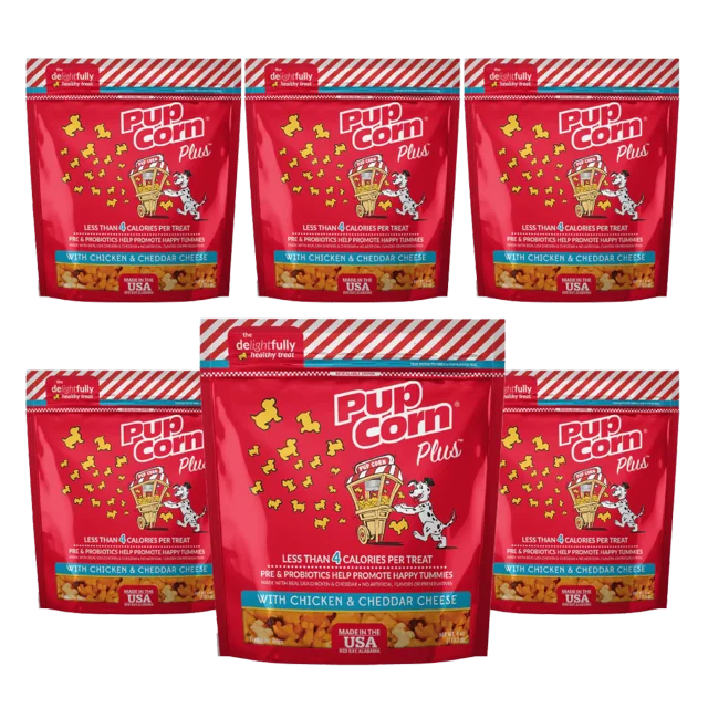 Pup Corn Plus with Chicken and Cheddar Cheese Puffed Dog Treats - 4 oz (6 Pack)