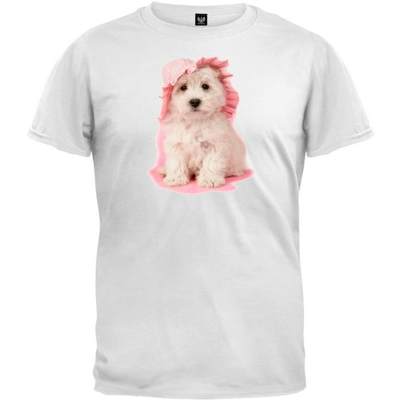 Pup In Pink White T-Shirt - Large