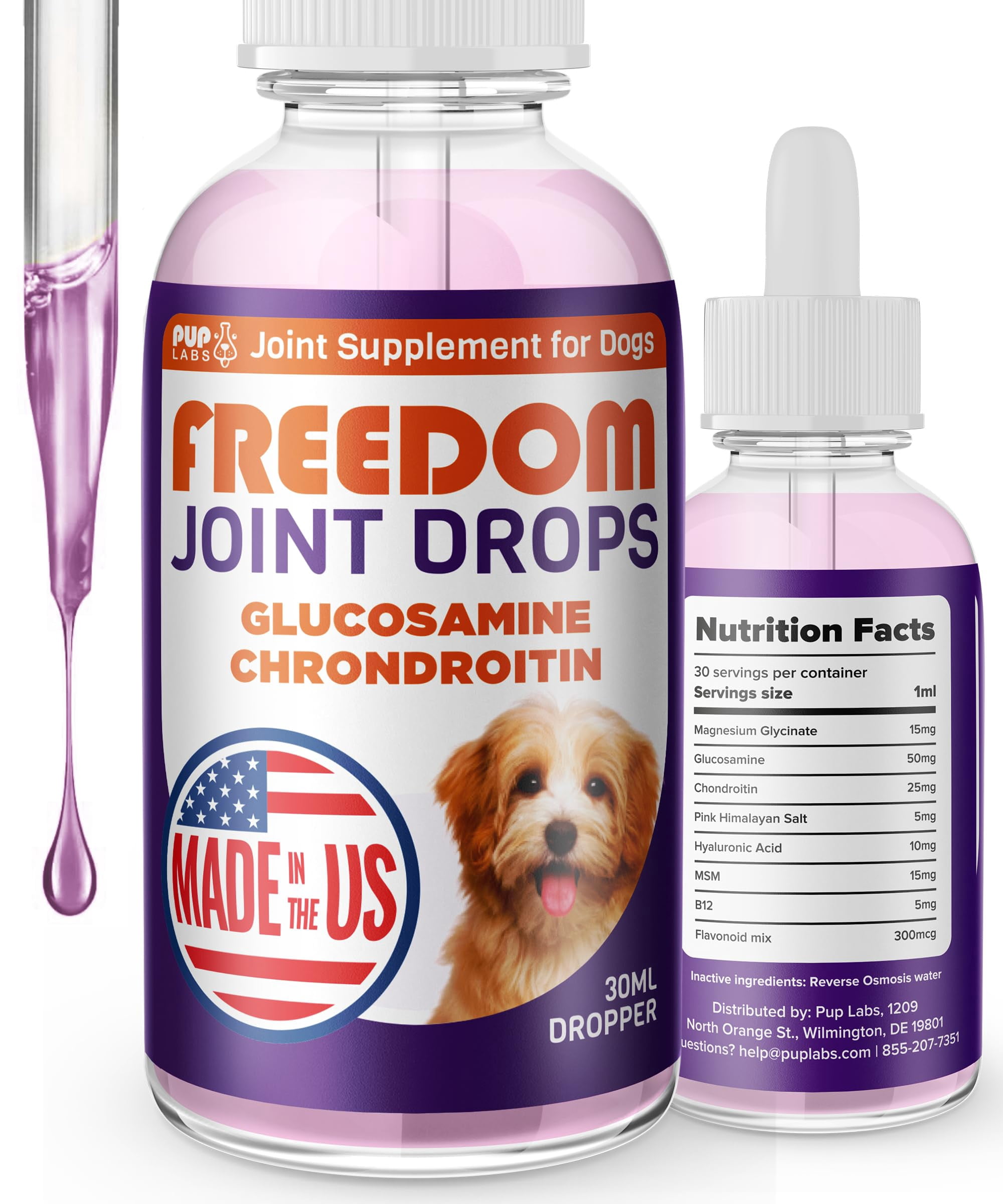 Pup Labs Freedom Joint STF9 Drops - Dog Joint Support Supplement with