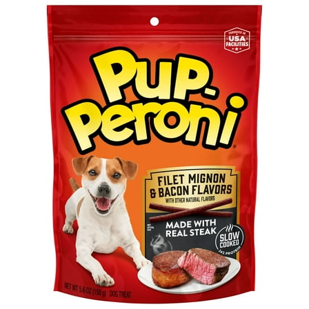 Pup Peroni Filet Mignon & Bacon Flavor Dog Treats, 5.6oz Bag