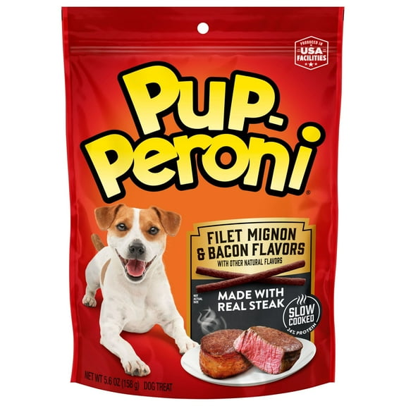 Pup Peroni Filet Mignon & Bacon Flavor Dog Treats, 5.6oz Bag