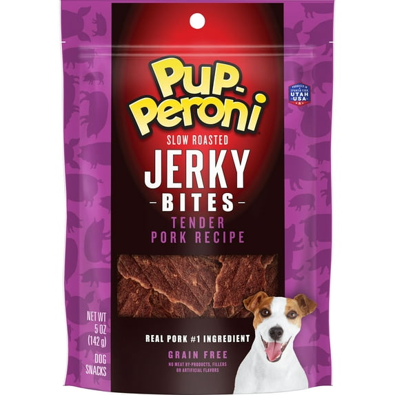 Pup-Peroni Jerky Bites, Tender Pork Recipe, Grain-Free Dog Treats, 5-Ounce