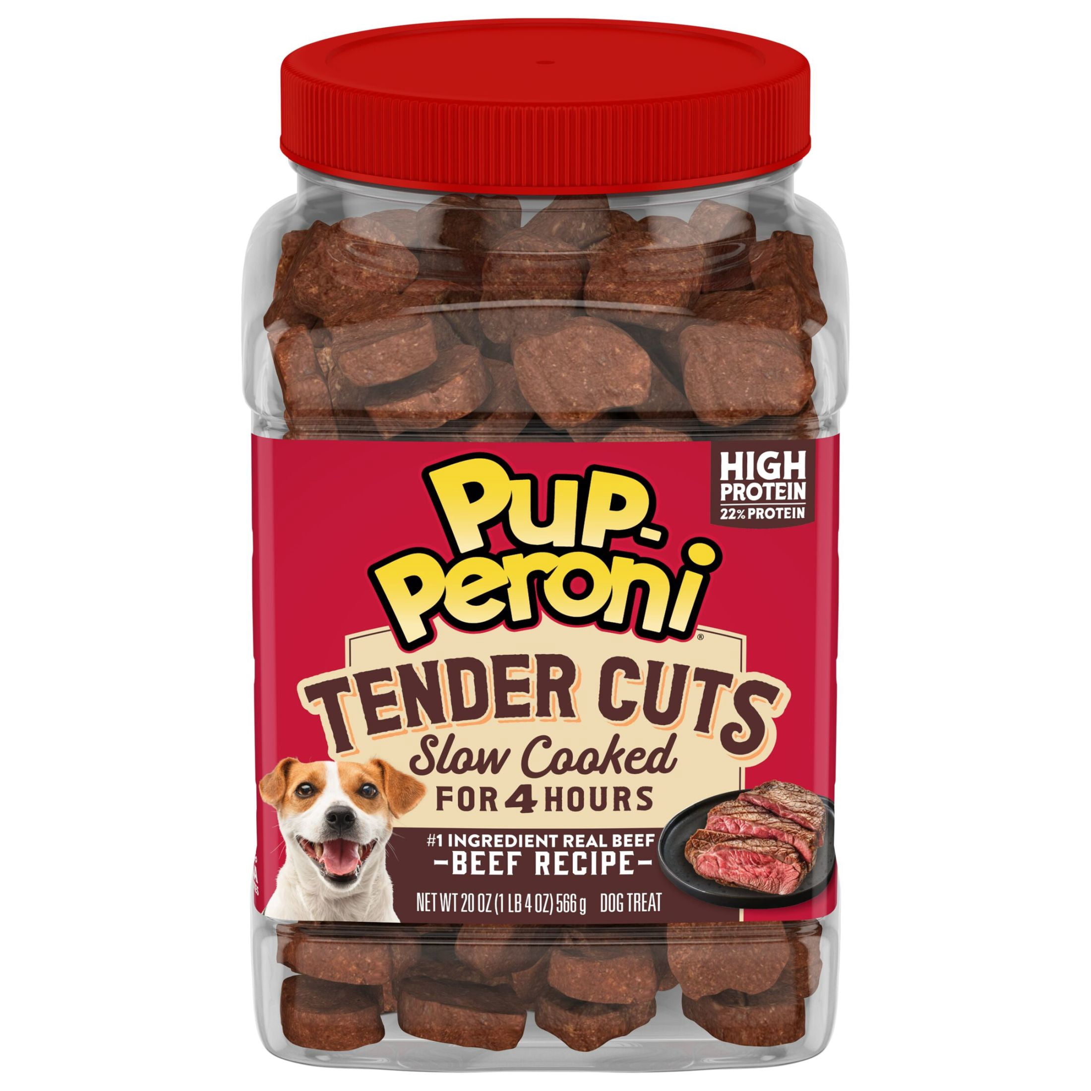 Pup Peroni Tender Cuts, Beef Recipe Dog Treats Slow Cooked for 4 Hours, 20 oz Canister
