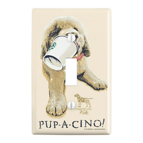 Pup-a-cinno Coffee Puppy Dog Humor Funny Plastic Wall Decor Toggle Light Switch Plate Cover