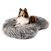 PupCloud Faux Fur Memory Foam Dog Bed - Curve Charcoal Grey