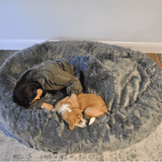 PupCloud Human-Size Faux Fur Memory Foam Dog Bed - Charcoal Grey
