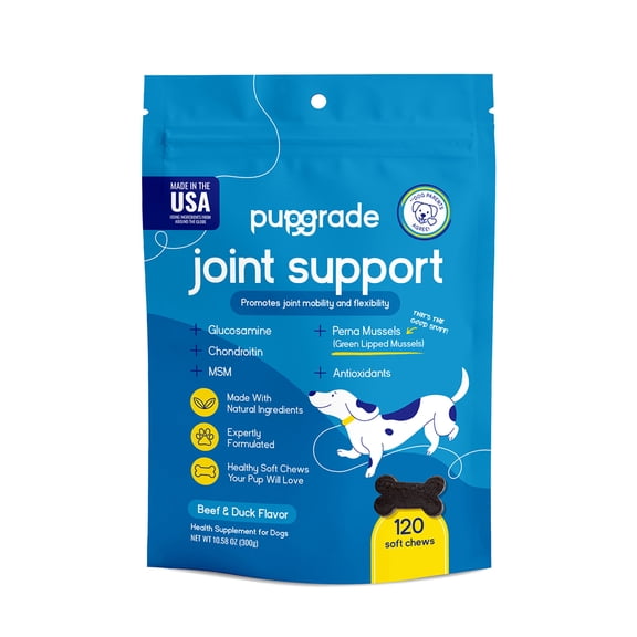PupGrade Joint Support Soft Chews for Dogs, Glucosamine & Perna Mussel, 120 Count Bag